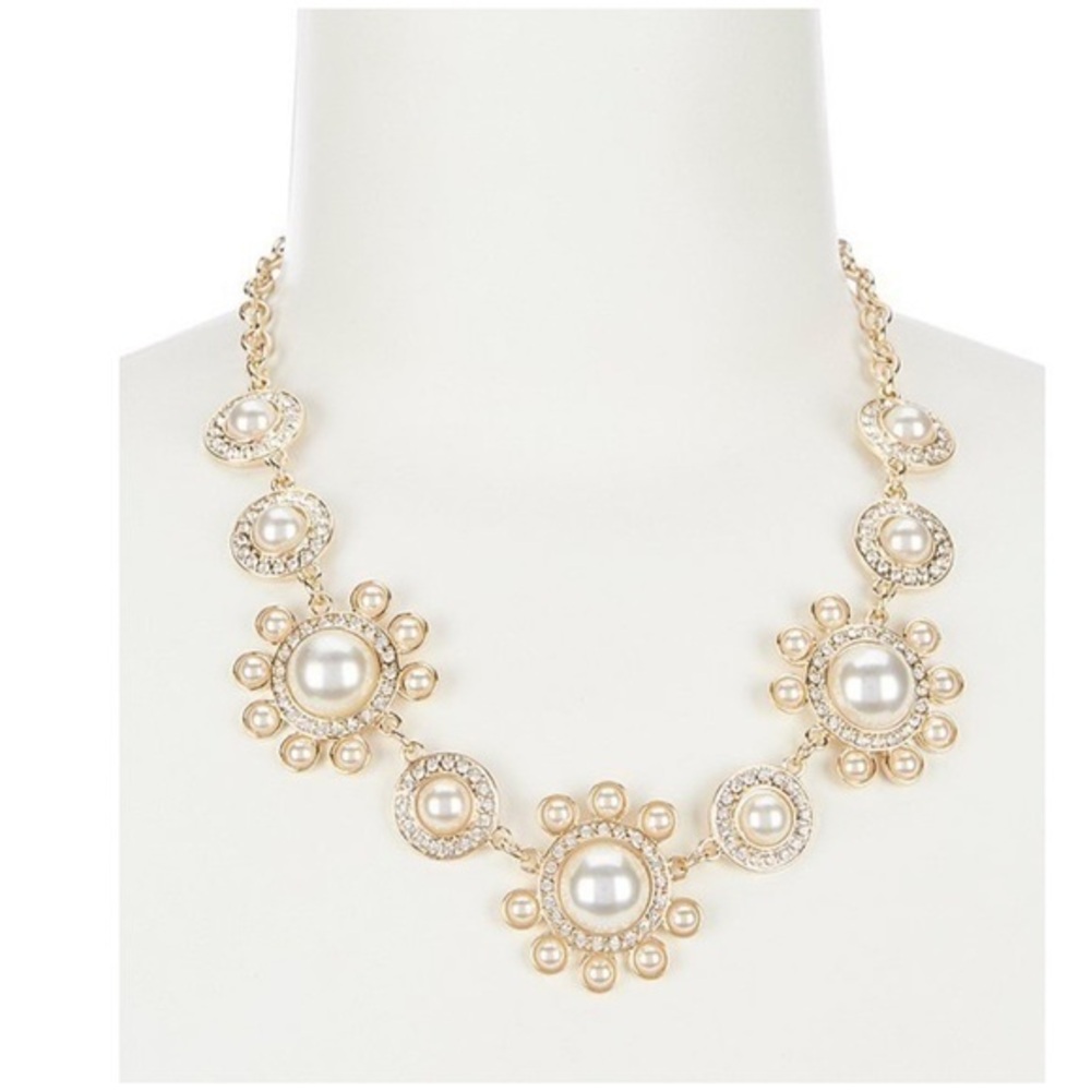 Women Gold  Faux Pearl & Rhinestone Necklace